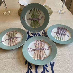 Williams Sonoma set of 4 Asparagus Design Salad Plates.